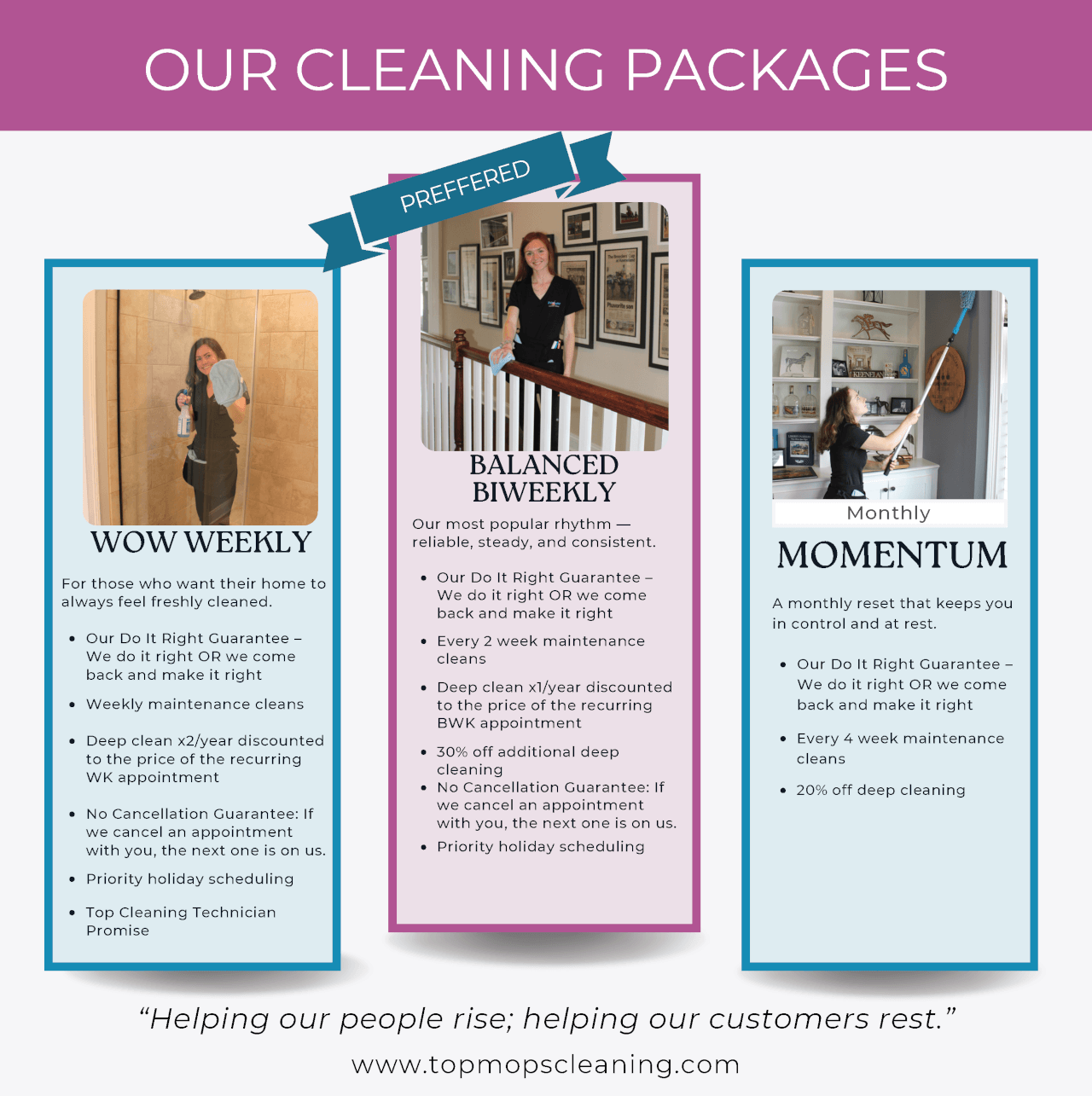 TopMops Package Pricing for MC